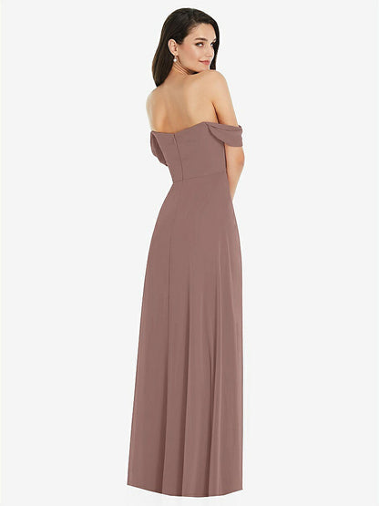 【STYLE: 3105】Off-the-Shoulder Draped Sleeve Maxi Dress with Front Slit【COLOR: Sienna】
