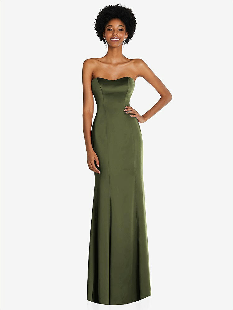 【STYLE: 6859】Strapless Princess Line Lux Charmeuse Mermaid Gown【COLOR: Olive Green】