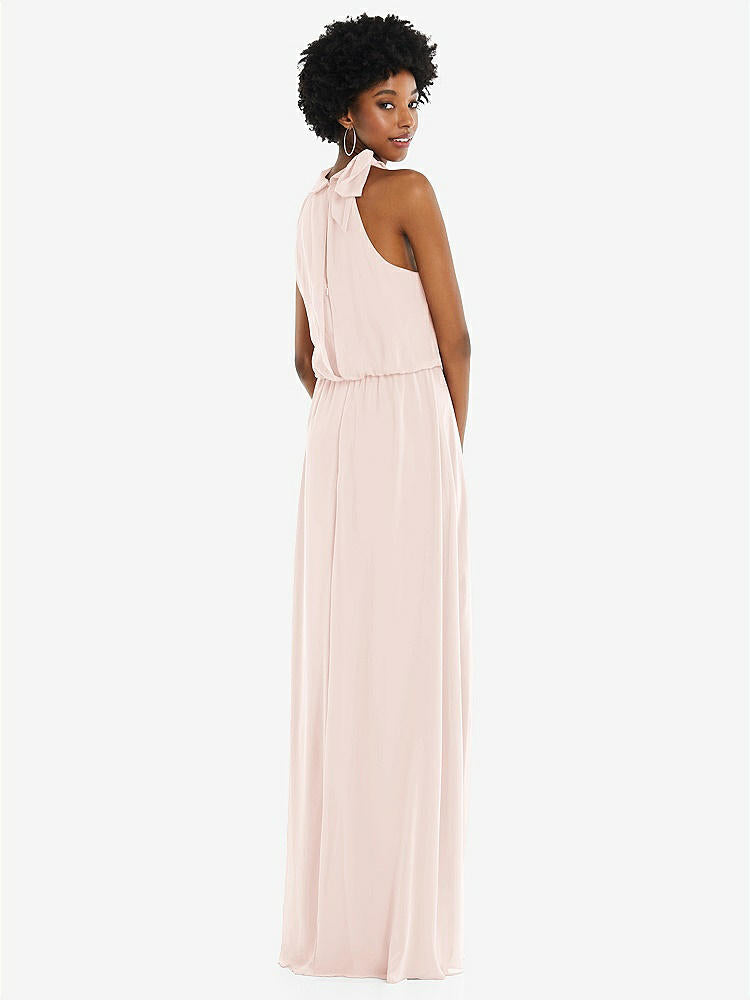 【NEW】【STYLE: 1562】スカーフ ネクタイ 高 首 ブルーソン ボディス マキシ ドレス 前面 スリット【COLOR: Blush】【SIZE: 00-30W】