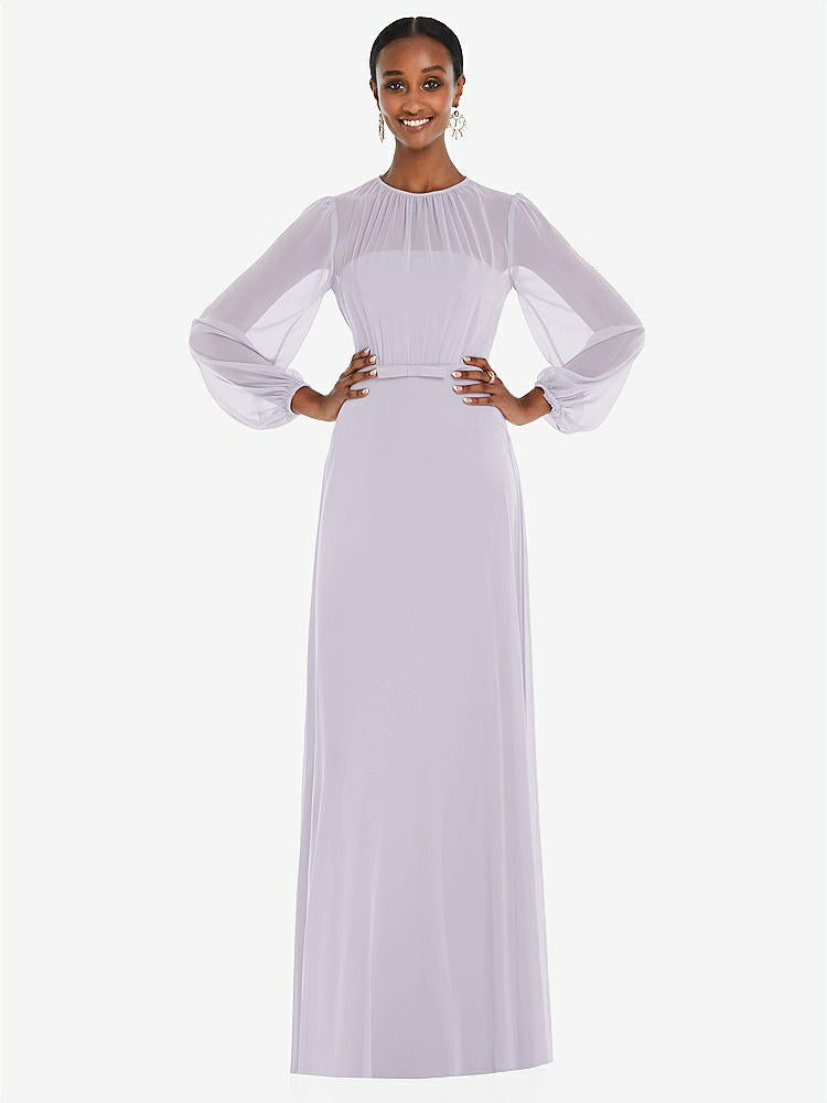 【NEW】【STYLE: 3098】ストラップレス シフォン マキシ ドレス パフ付き スリーブ ブルーソン オーバーレイ 【COLOR: Moondance】【SIZE: 00-30W】