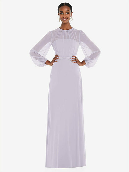 【NEW】【STYLE: 3098】ストラップレス シフォン マキシ ドレス パフ付き スリーブ ブルーソン オーバーレイ 【COLOR: Moondance】【SIZE: 00-30W】