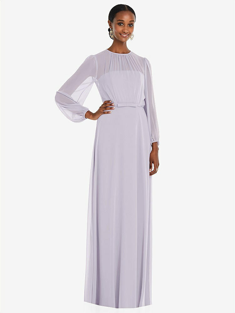 【NEW】【STYLE: 3098】ストラップレス シフォン マキシ ドレス パフ付き スリーブ ブルーソン オーバーレイ 【COLOR: Moondance】【SIZE: 00-30W】
