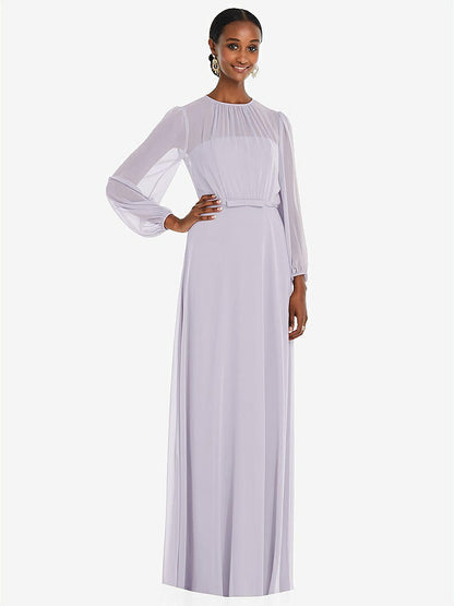 【NEW】【STYLE: 3098】ストラップレス シフォン マキシ ドレス パフ付き スリーブ ブルーソン オーバーレイ 【COLOR: Moondance】【SIZE: 00-30W】