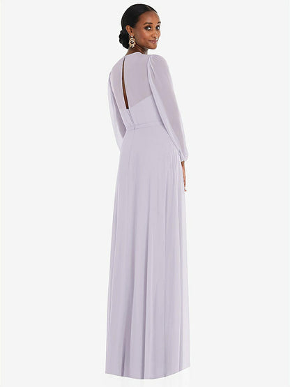 【NEW】【STYLE: 3098】ストラップレス シフォン マキシ ドレス パフ付き スリーブ ブルーソン オーバーレイ 【COLOR: Moondance】【SIZE: 00-30W】