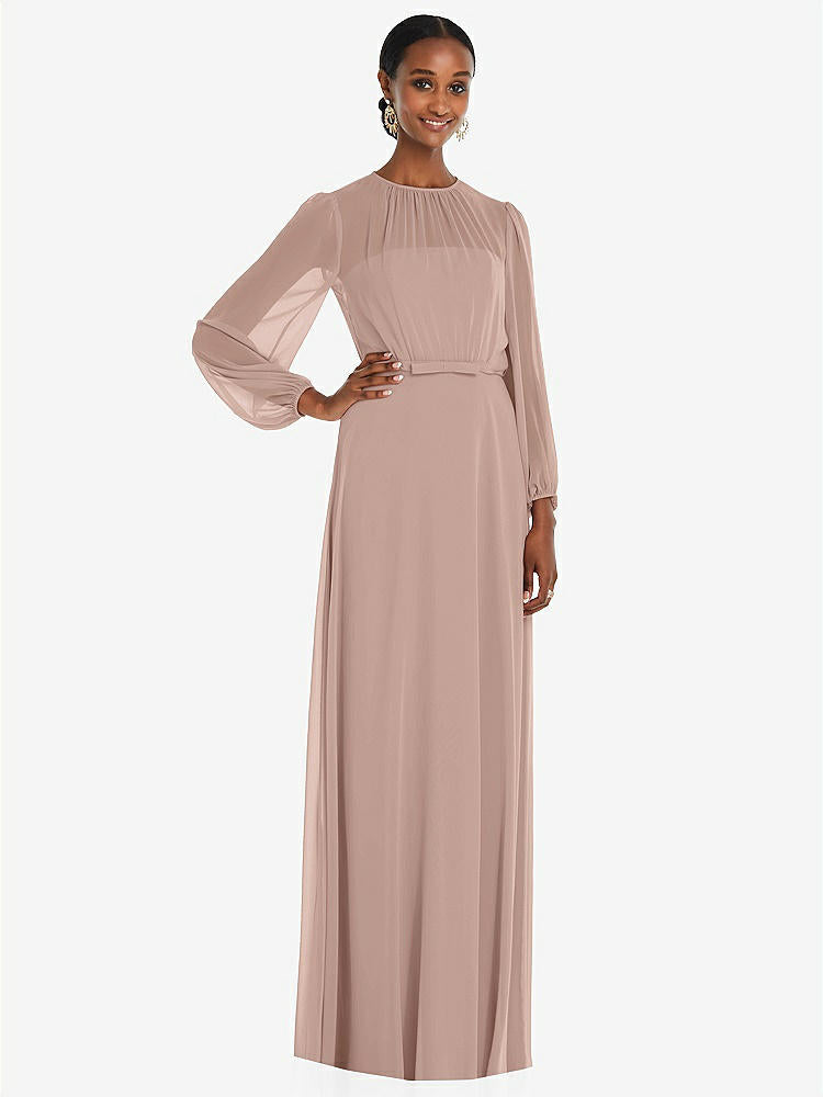 【STYLE: 3098】Strapless Chiffon Maxi Dress with Puff Sleeve Blouson Overlay 【COLOR: Bliss】