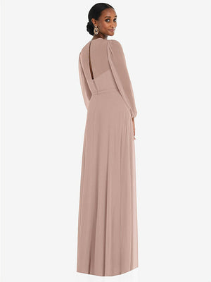 【STYLE: 3098】Strapless Chiffon Maxi Dress with Puff Sleeve Blouson Overlay 【COLOR: Bliss】