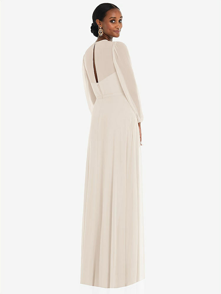 【STYLE: 3098】Strapless Chiffon Maxi Dress with Puff Sleeve Blouson Overlay 【COLOR: Oat】