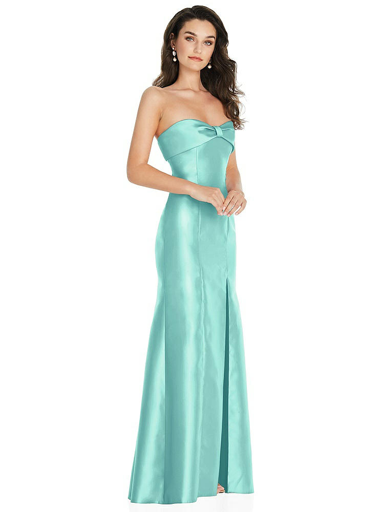 【STYLE: D829】Bow Cuff Strapless Princess Waist Trumpet Gown【COLOR: Coastal】