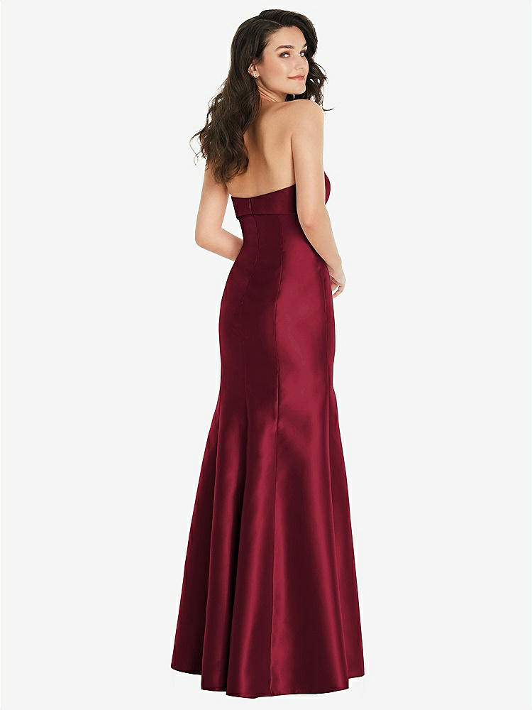 【STYLE: D829】Bow Cuff Strapless Princess Waist Trumpet Gown【COLOR: Burgundy】