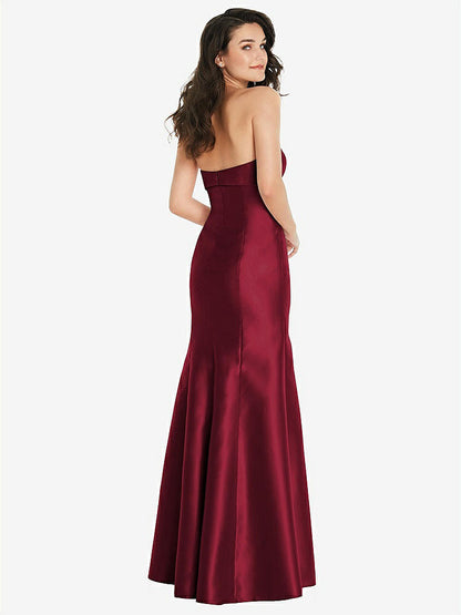 【STYLE: D829】Bow Cuff Strapless Princess Waist Trumpet Gown【COLOR: Burgundy】