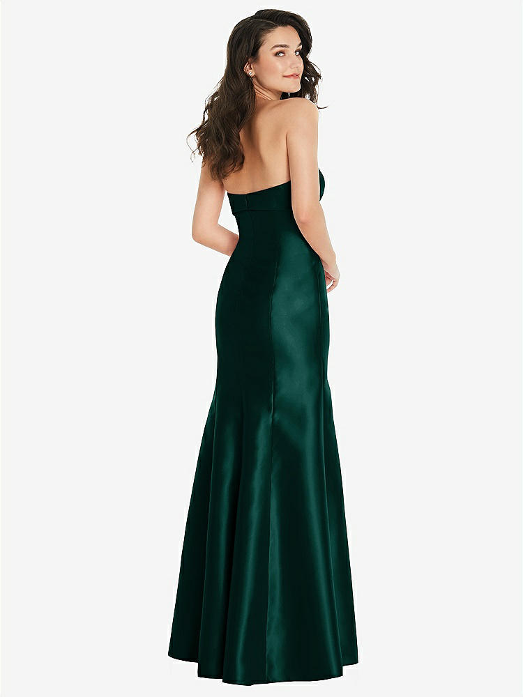 【STYLE: D829】Bow Cuff Strapless Princess Waist Trumpet Gown【COLOR: Evergreen】