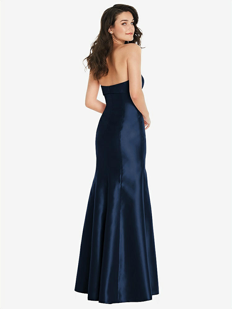 【STYLE: D829】Bow Cuff Strapless Princess Waist Trumpet Gown【COLOR: Midnight Navy】