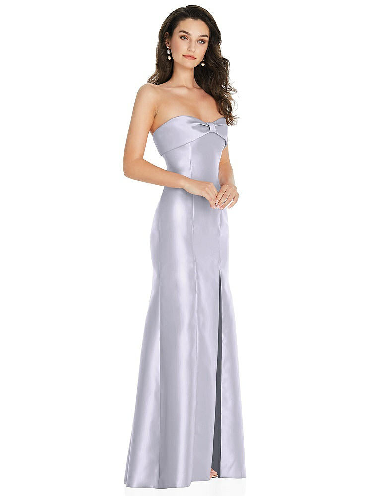 【STYLE: D829】Bow Cuff Strapless Princess Waist Trumpet Gown【COLOR: Silver Dove】