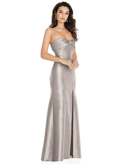 【STYLE: D829】Bow Cuff Strapless Princess Waist Trumpet Gown【COLOR: Taupe】
