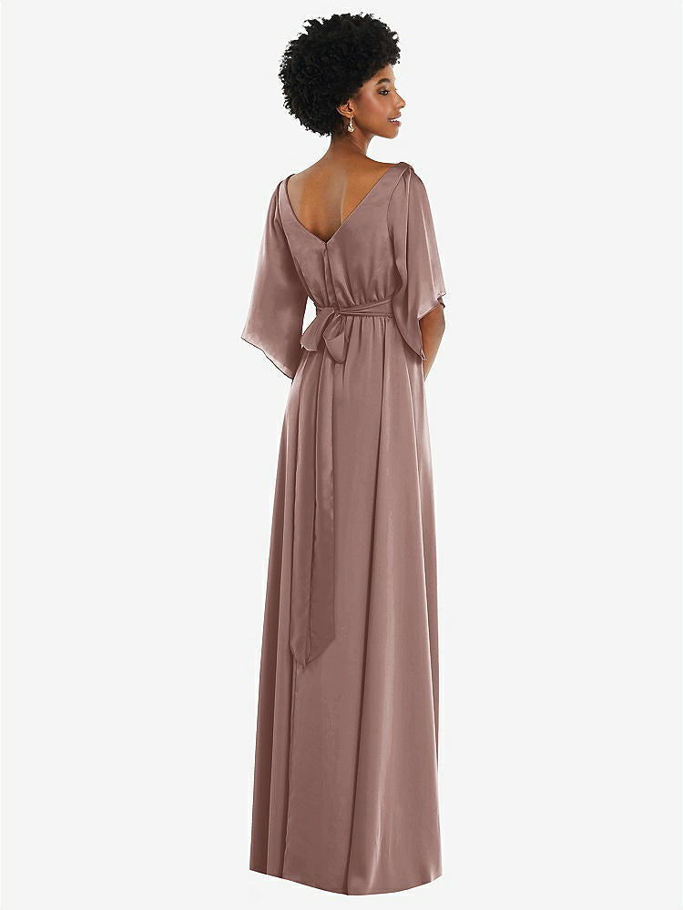 【STYLE: 3102】Asymmetric Bell Sleeve Wrap Maxi Dress with Front Slit【COLOR: Sienna】