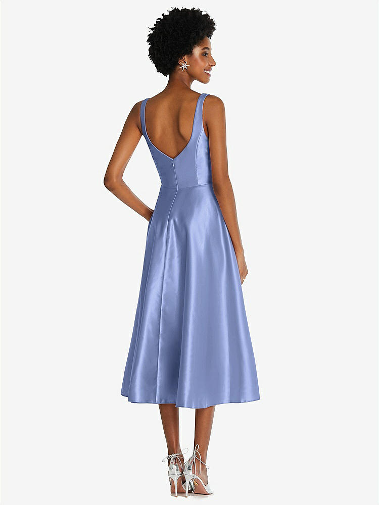 【NEW】【STYLE: TH092】正方形 首 フル スカート サテン MIDI ドレス ポケット付き【COLOR: Periwinkle - PANTONE Serenity】【SIZE: 00-30W】