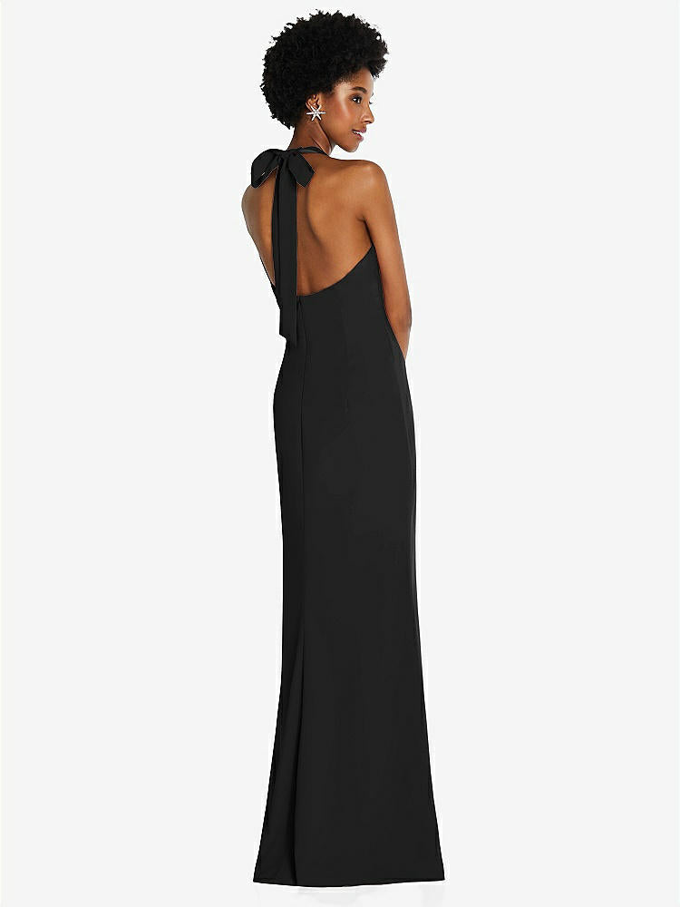 【STYLE: TH088】Tie Halter Open Back Trumpet Gown 【COLOR: Black】