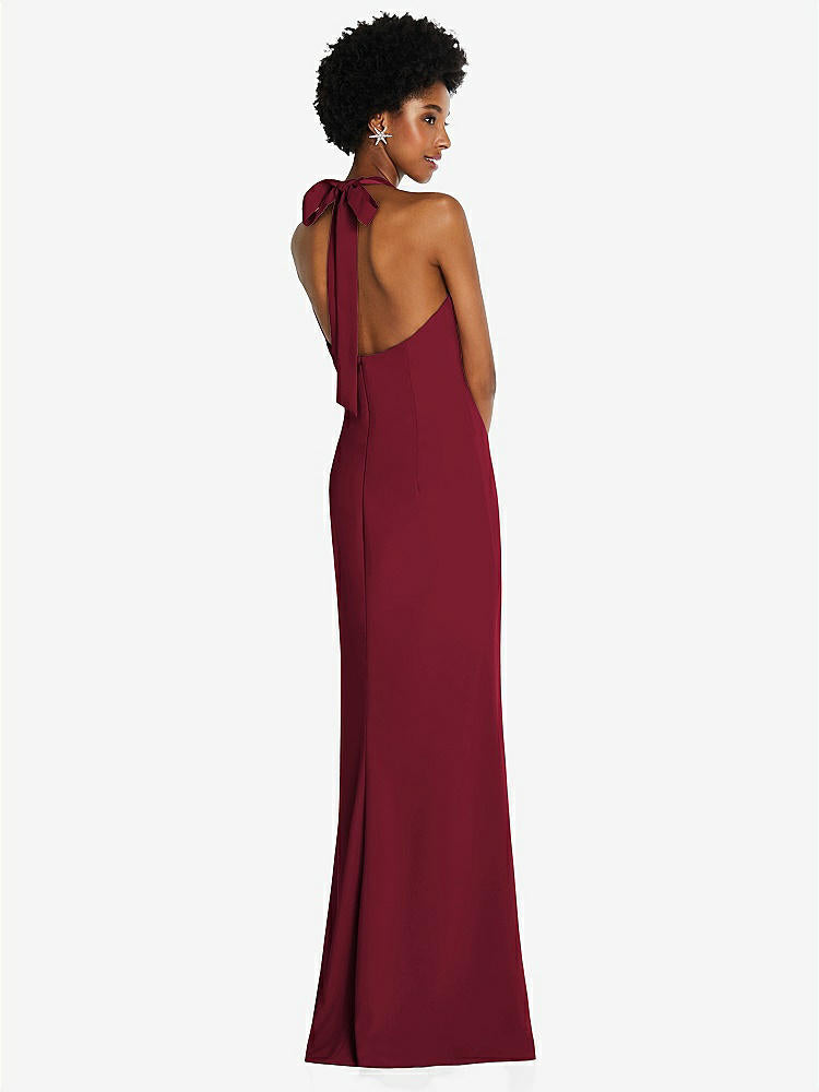 【NEW】【STYLE: TH088】ネクタイ ホルター 開く 背面 トランペット ガウン 【COLOR: Burgundy】【SIZE: 00-30W】