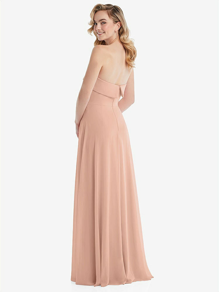 【STYLE: 1566】Cuffed Strapless Maxi Dress with Front Slit【COLOR: Pale Peach】