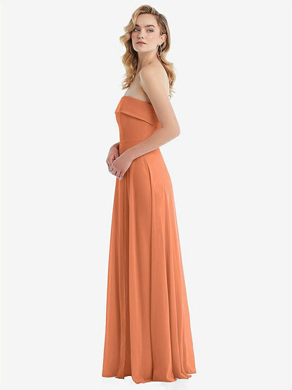 【STYLE: 1566】Cuffed Strapless Maxi Dress with Front Slit【COLOR: Sweet Melon】