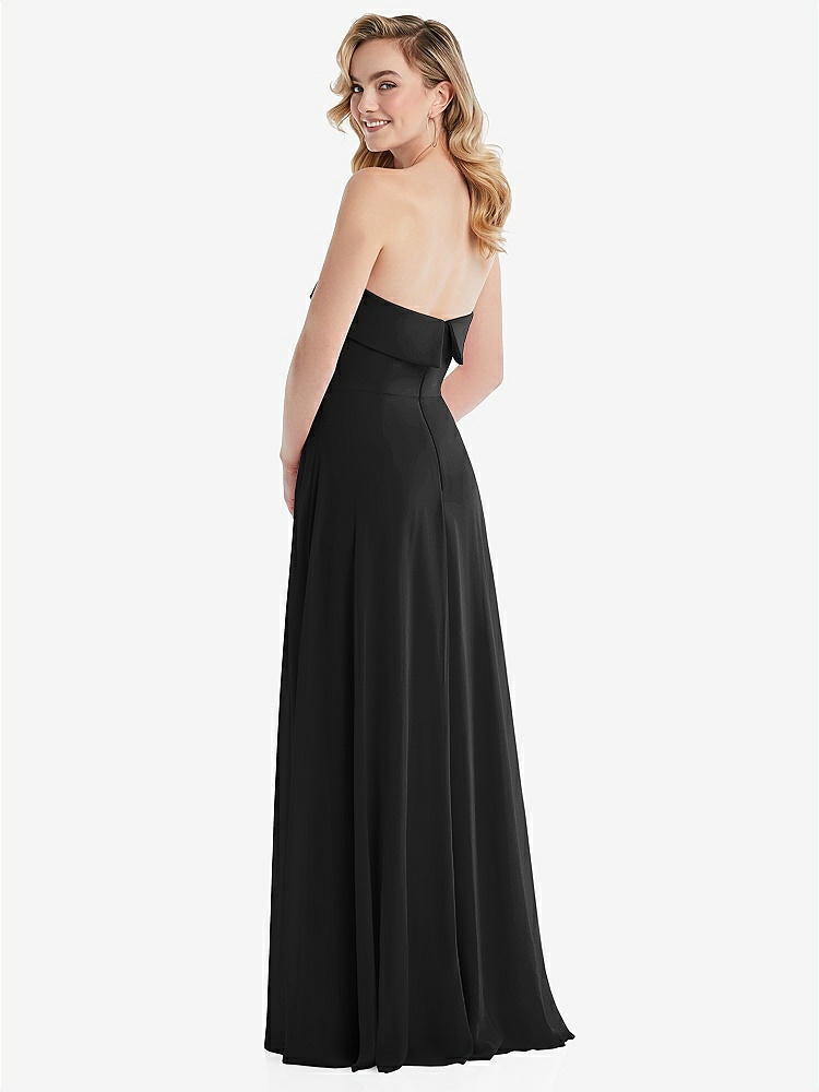 【STYLE: 1566】Cuffed Strapless Maxi Dress with Front Slit【COLOR: Black】