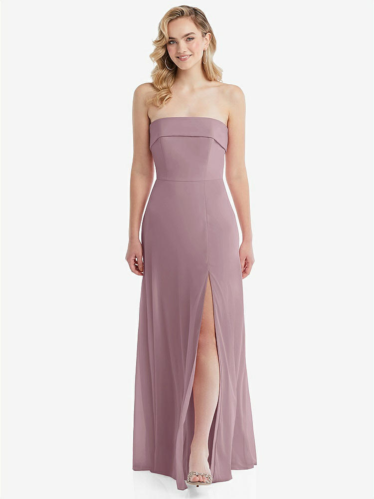 【STYLE: 1566】Cuffed Strapless Maxi Dress with Front Slit【COLOR: Dusty Rose】