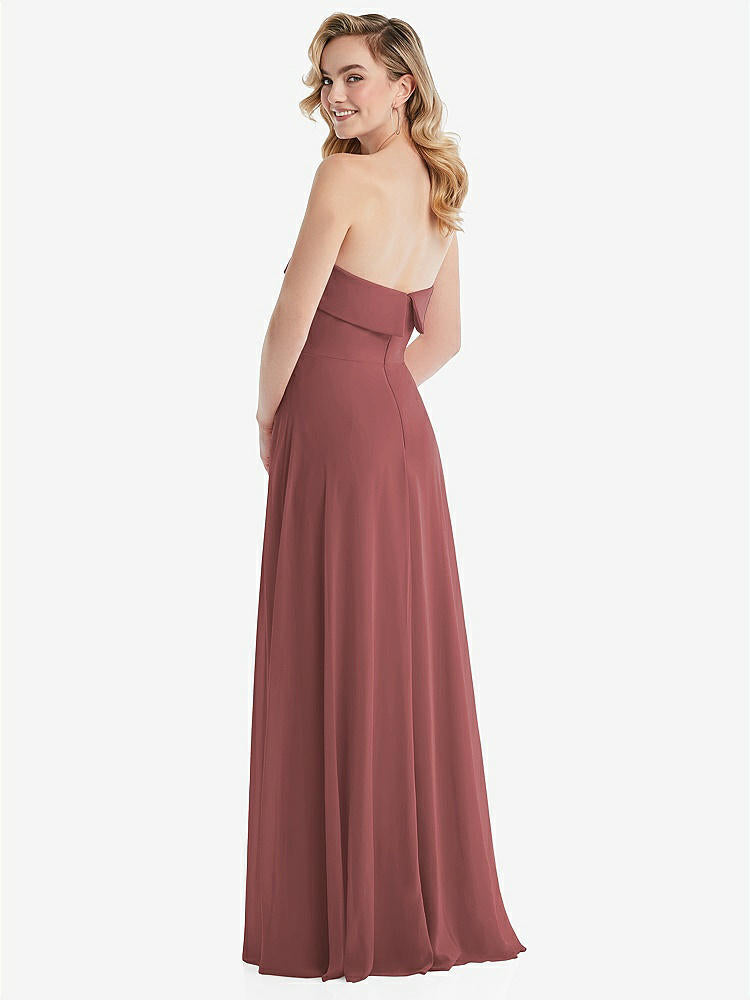 【STYLE: 1566】Cuffed Strapless Maxi Dress with Front Slit【COLOR: English Rose】