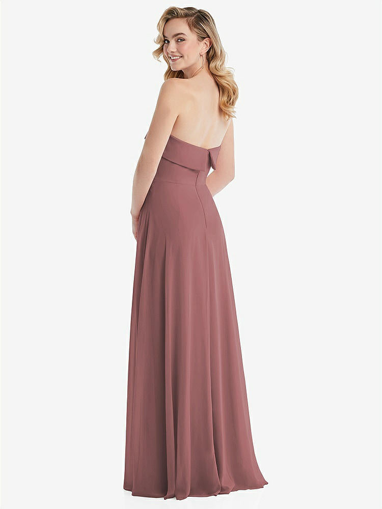 【STYLE: 1566】Cuffed Strapless Maxi Dress with Front Slit【COLOR: Rosewood】