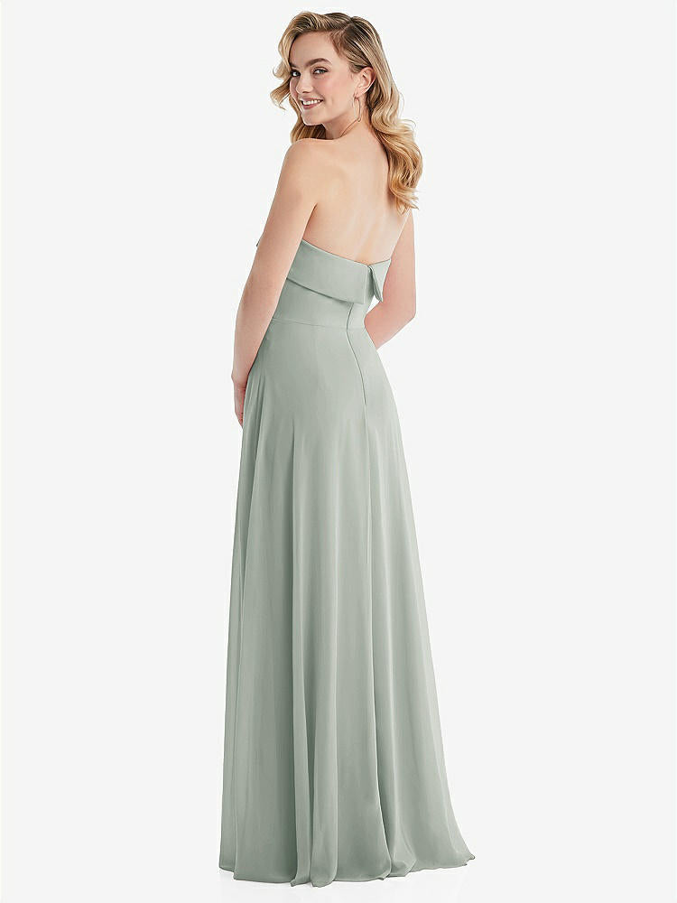 【STYLE: 1566】Cuffed Strapless Maxi Dress with Front Slit【COLOR: Willow Green】