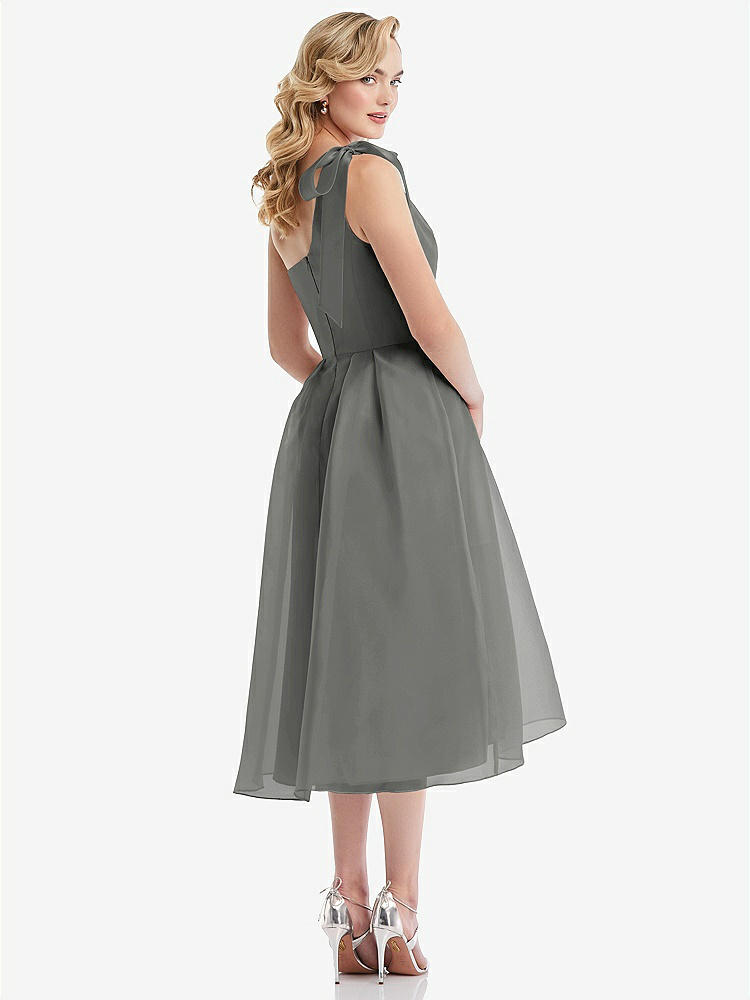 【NEW】【STYLE: D835】スカーフタイ ワンショーダー オルガンディ MIDI ドレス 【COLOR: Charcoal Gray】【SIZE: 00-30W】