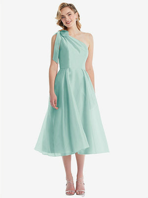 【NEW】【STYLE: D835】スカーフタイ ワンショーダー オルガンディ MIDI ドレス 【COLOR: Coastal】【SIZE: 00-30W】