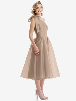 【NEW】【STYLE: D835】スカーフタイ ワンショーダー オルガンディ MIDI ドレス 【COLOR: Topaz】【SIZE: 00-30W】