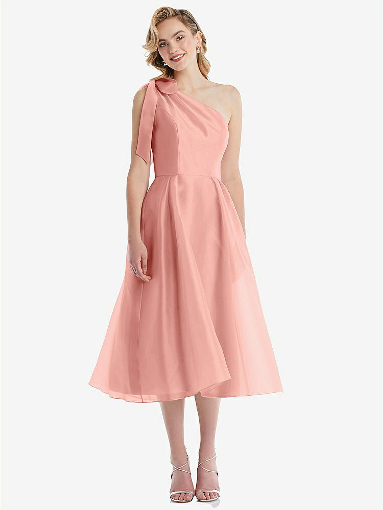 【NEW】【STYLE: D835】スカーフタイ ワンショーダー オルガンディ MIDI ドレス 【COLOR: Apricot】【SIZE: 00-30W】