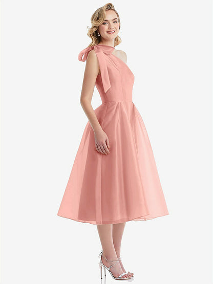 【NEW】【STYLE: D835】スカーフタイ ワンショーダー オルガンディ MIDI ドレス 【COLOR: Apricot】【SIZE: 00-30W】