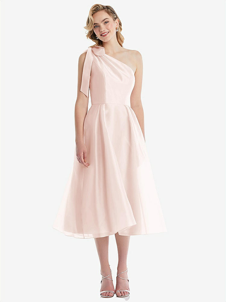 【NEW】【STYLE: D835】スカーフタイ ワンショーダー オルガンディ MIDI ドレス 【COLOR: Blush】【SIZE: 00-30W】