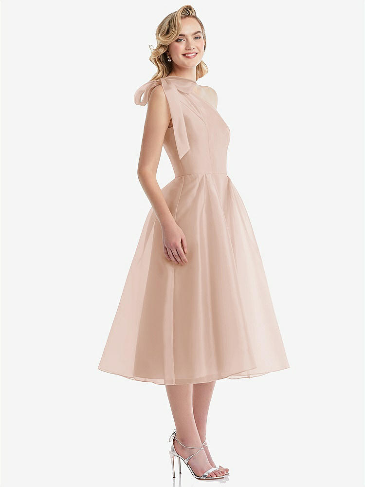 【NEW】【STYLE: D835】スカーフタイ ワンショーダー オルガンディ MIDI ドレス 【COLOR: Cameo】【SIZE: 00-30W】