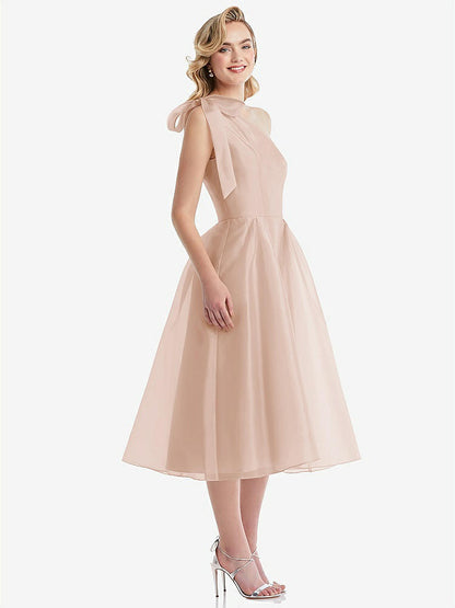 【NEW】【STYLE: D835】スカーフタイ ワンショーダー オルガンディ MIDI ドレス 【COLOR: Cameo】【SIZE: 00-30W】