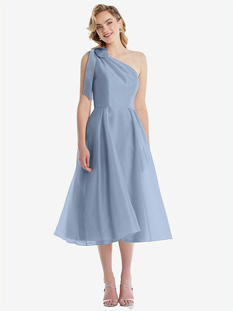 【NEW】【STYLE: D835】スカーフタイ ワンショーダー オルガンディ MIDI ドレス 【COLOR: Cloudy】【SIZE: 00-30W】