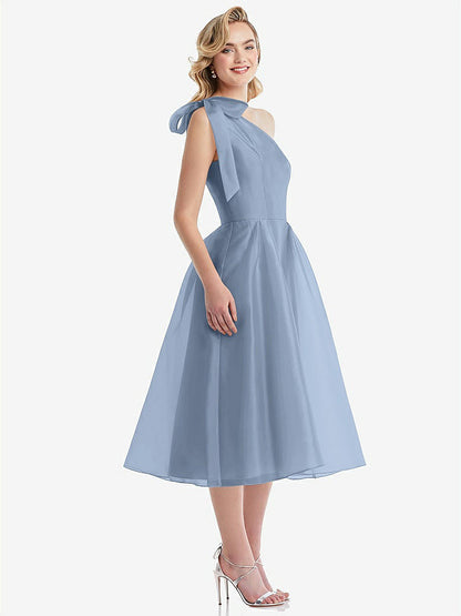 【NEW】【STYLE: D835】スカーフタイ ワンショーダー オルガンディ MIDI ドレス 【COLOR: Cloudy】【SIZE: 00-30W】