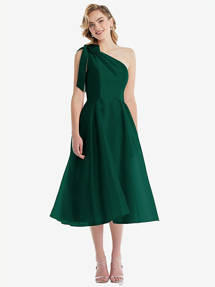 【NEW】【STYLE: D835】スカーフタイ ワンショーダー オルガンディ MIDI ドレス 【COLOR: Hunter Green】【SIZE: 00-30W】