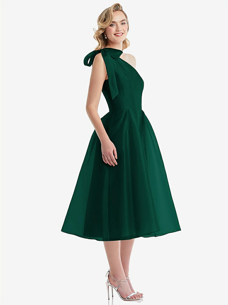 【NEW】【STYLE: D835】スカーフタイ ワンショーダー オルガンディ MIDI ドレス 【COLOR: Hunter Green】【SIZE: 00-30W】