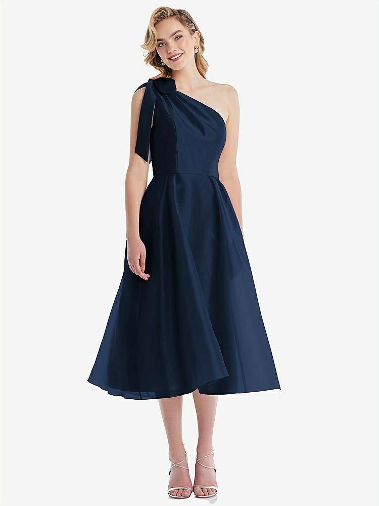 【NEW】【STYLE: D835】スカーフタイ ワンショーダー オルガンディ MIDI ドレス 【COLOR: Midnight Navy】【SIZE: 00-30W】