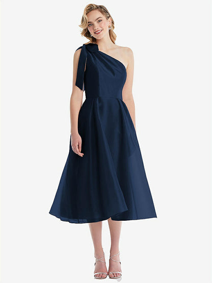 【NEW】【STYLE: D835】スカーフタイ ワンショーダー オルガンディ MIDI ドレス 【COLOR: Midnight Navy】【SIZE: 00-30W】