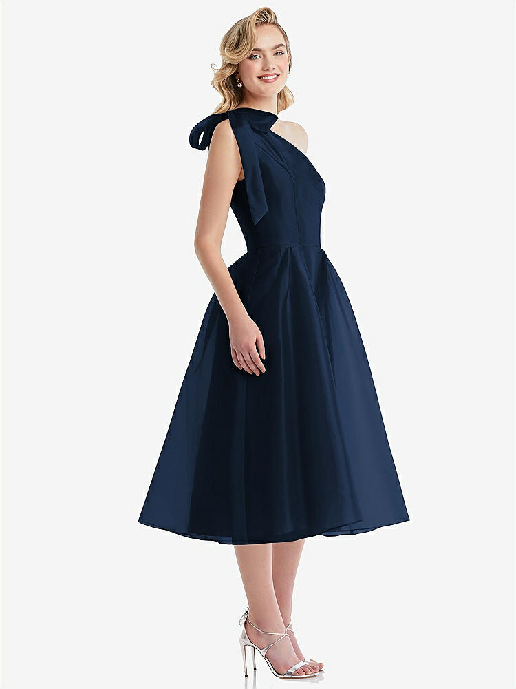 【NEW】【STYLE: D835】スカーフタイ ワンショーダー オルガンディ MIDI ドレス 【COLOR: Midnight Navy】【SIZE: 00-30W】