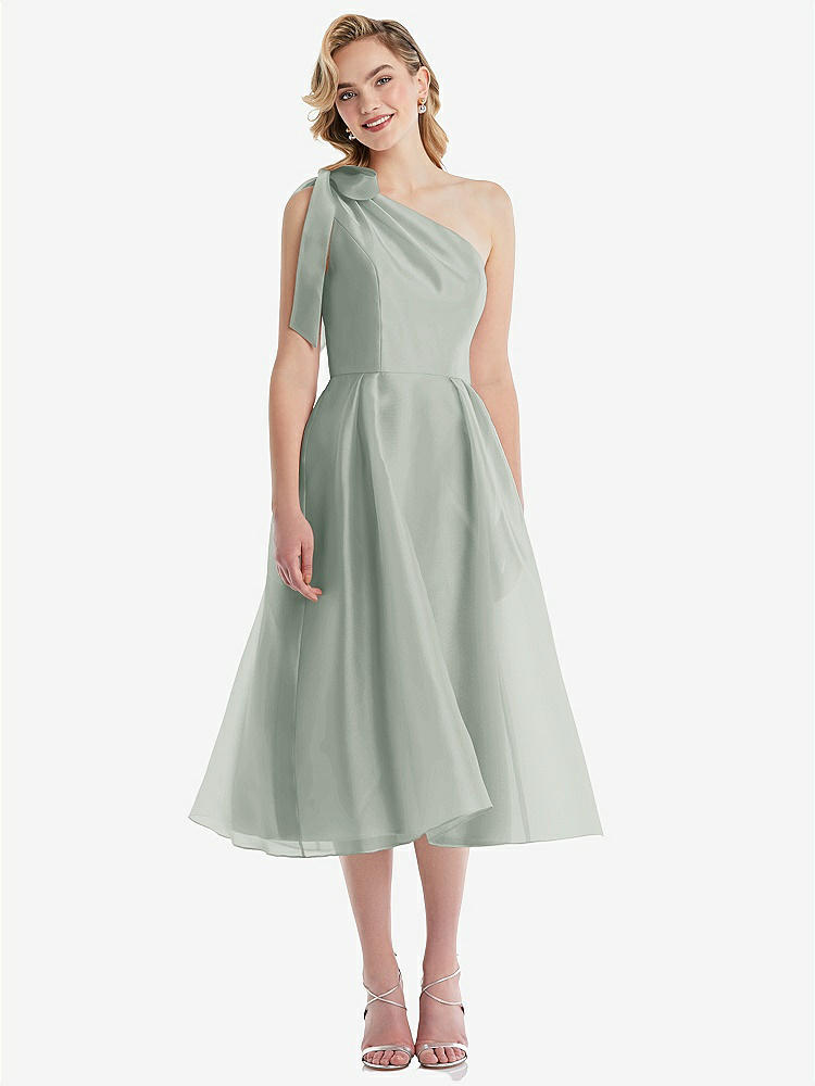 【NEW】【STYLE: D835】スカーフタイ ワンショーダー オルガンディ MIDI ドレス 【COLOR: Willow Green】【SIZE: 00-30W】