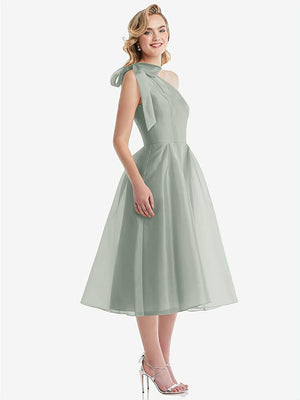 【NEW】【STYLE: D835】スカーフタイ ワンショーダー オルガンディ MIDI ドレス 【COLOR: Willow Green】【SIZE: 00-30W】