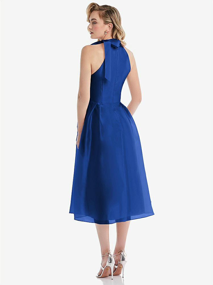 【NEW】【STYLE: D833】スカーフタイ ハイネック ホルター オルガンディ ミディ ドレス【COLOR: Sapphire】【SIZE: 00-30W】