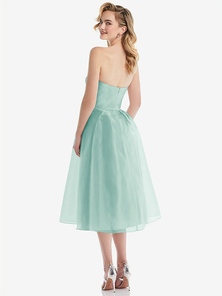 【STYLE: D834】Strapless Pleated Skirt Organdy Midi Dress【COLOR: Coastal】