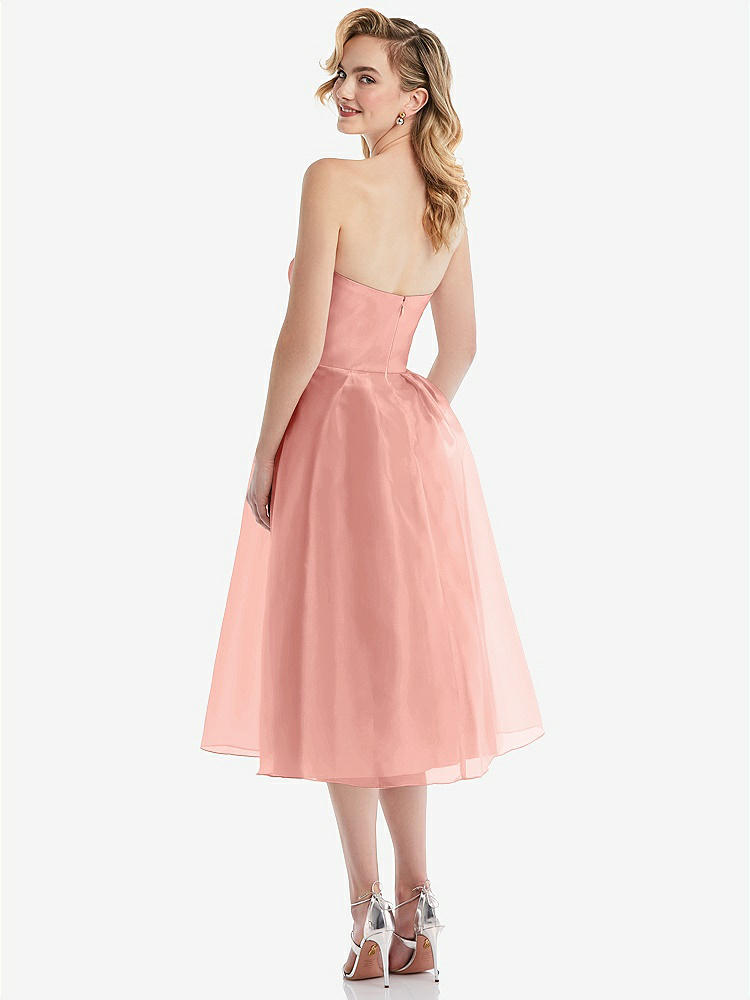 【STYLE: D834】Strapless Pleated Skirt Organdy Midi Dress【COLOR: Apricot】