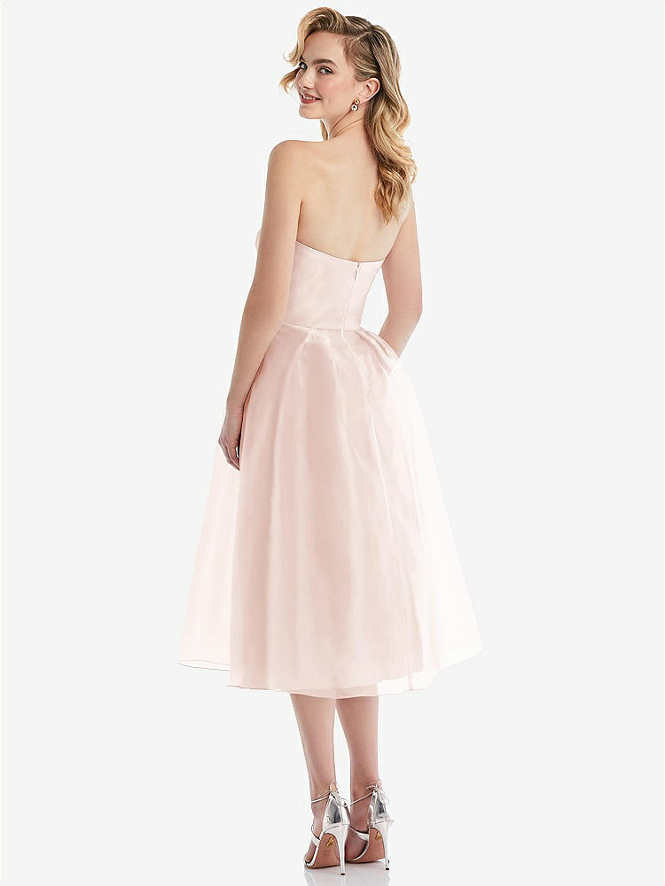 【STYLE: D834】Strapless Pleated Skirt Organdy Midi Dress【COLOR: Blush】